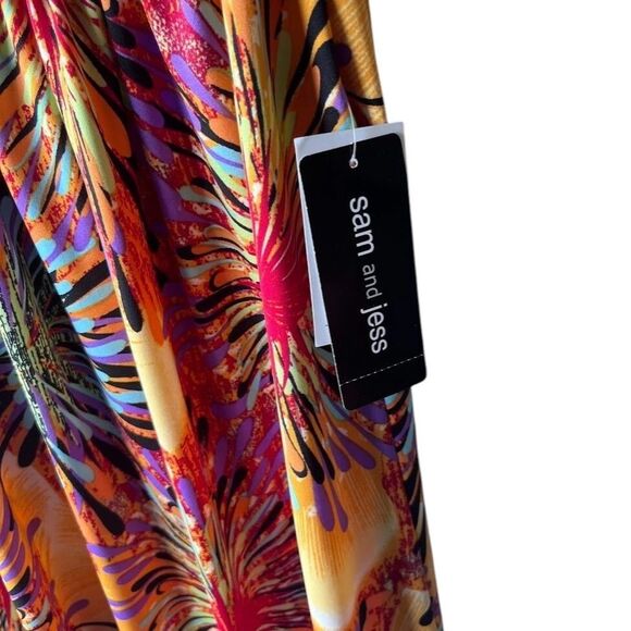 Sam And Jess Retro 70’s Dress Small Sleeveless Chain Link Multi-Color Starburst - Picture 4 of 8